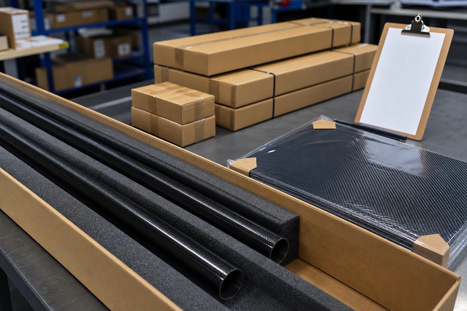 Protective packing inspection for carbon fiber sheets and tubes