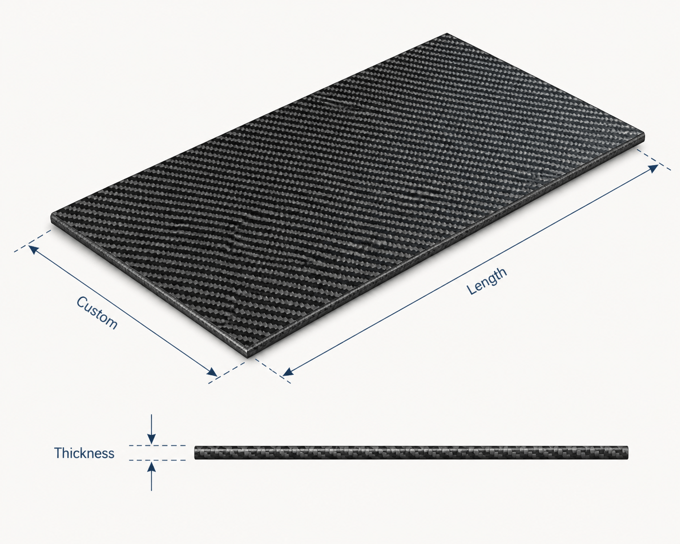 Custom Carbon Fiber Sheet — technical view