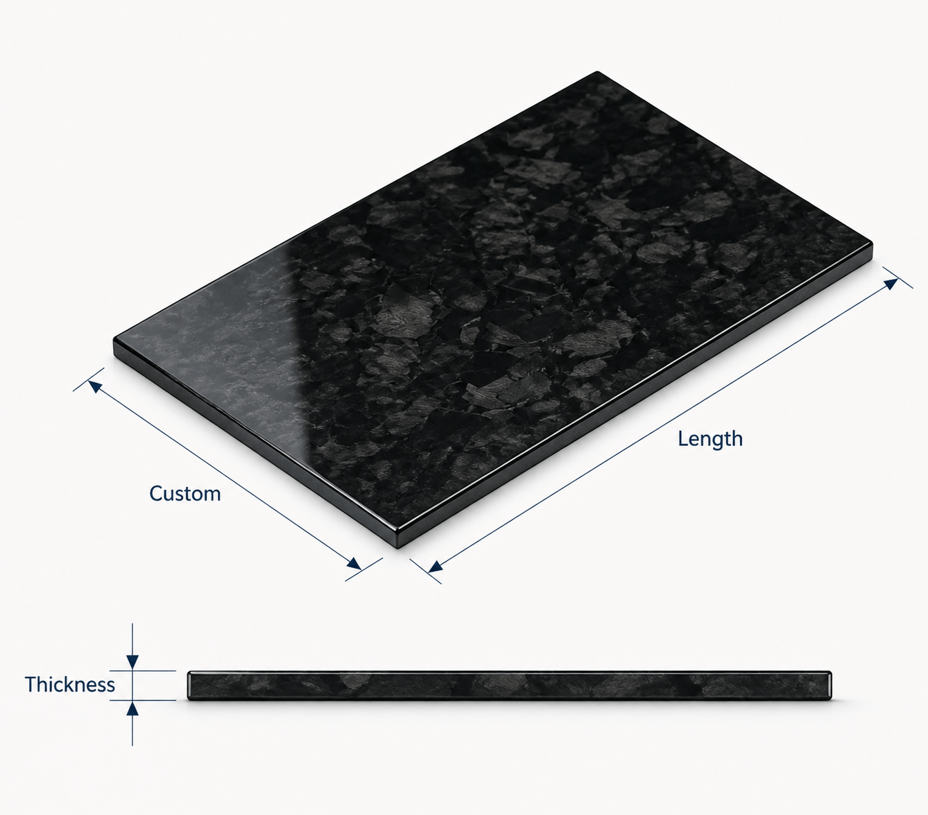 CNC-Ready Forged Carbon Fiber Sheet — technical view
