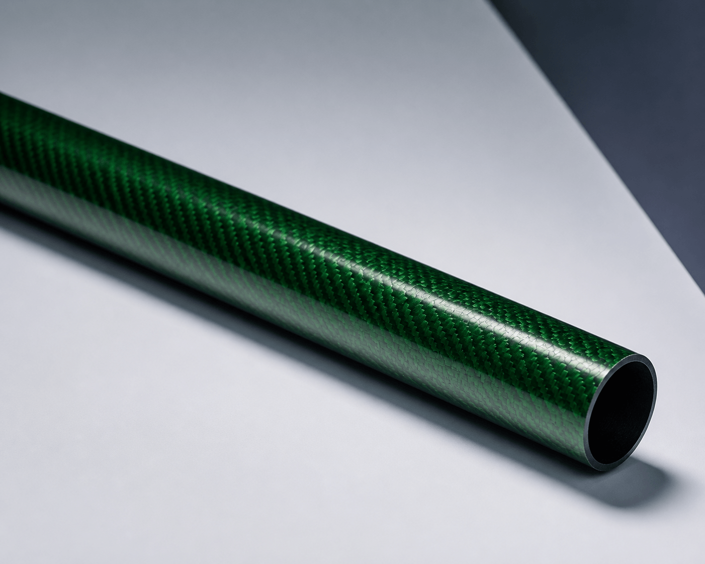 Green Plain-Weave Carbon Fiber Tube — hero view